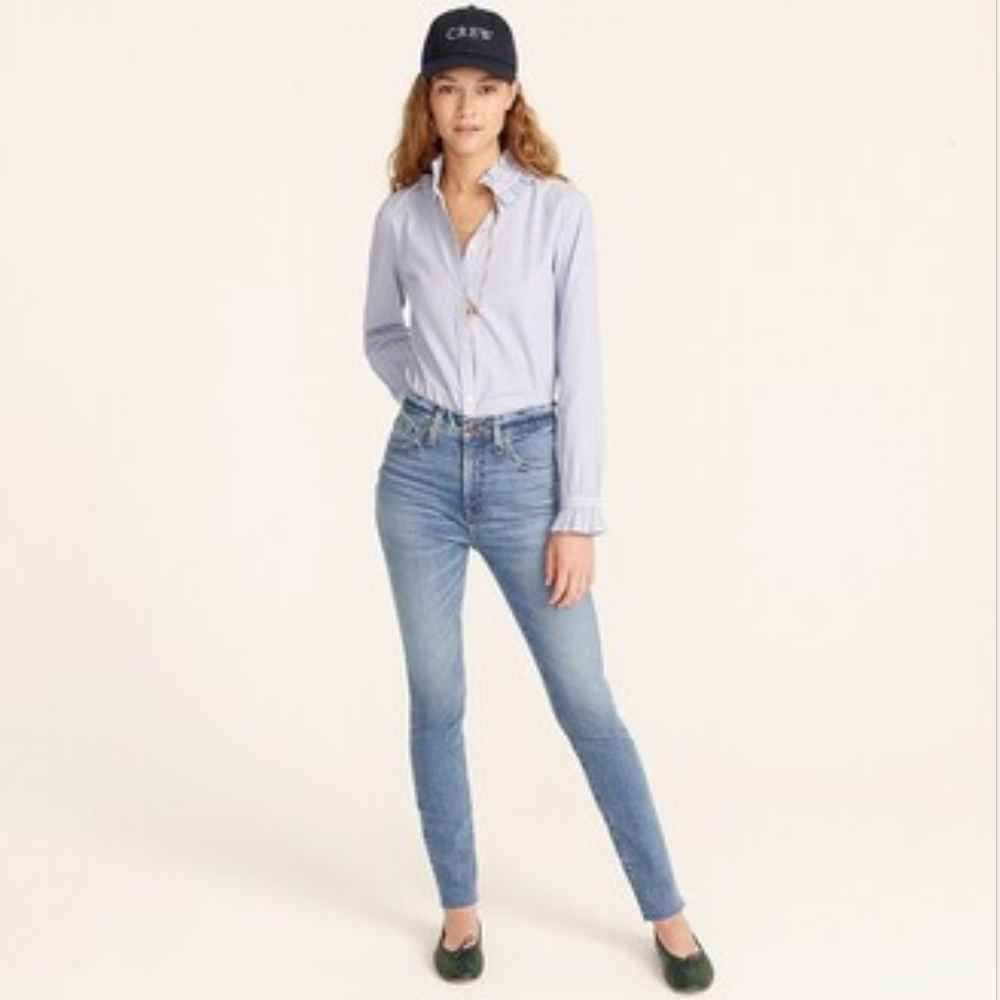 JCrew 10" high rise toothpick light wash jean